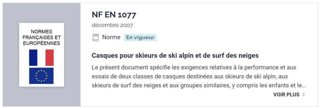 Norme casque ski EN 1077